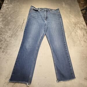 GAP Jeans Womens 14S 32 Vintage Slim High Rise Blue Denim Frayed Hem Stretch